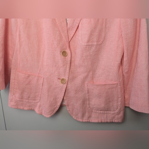 TALBOTS Women Blazer mix of Linen Cotton Pink salmon color size 8 - Picture 4 of 9